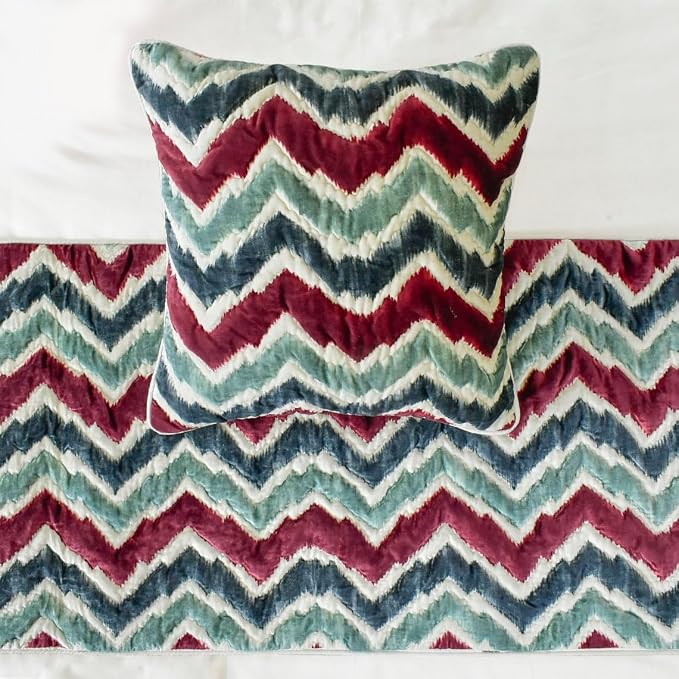 The HomeCentric King/Queen/Twin Red & Blue Luxury Full 68"x18" Bed Runner - Image 3