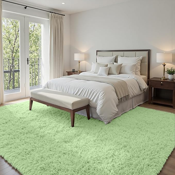6x9 Area Rugs for Living Room Rug: Soft Fluffy Shag Mint Green Rugs for Bedroom - Image 2