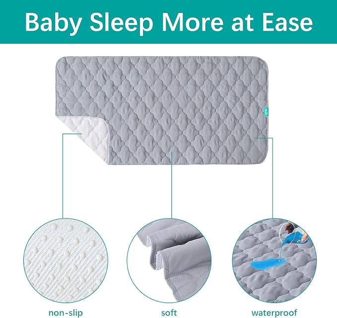 Waterproof Crib Mattress Protector Pad Cover 2 Pack 28" x 52", Anti Slip & - Image 3