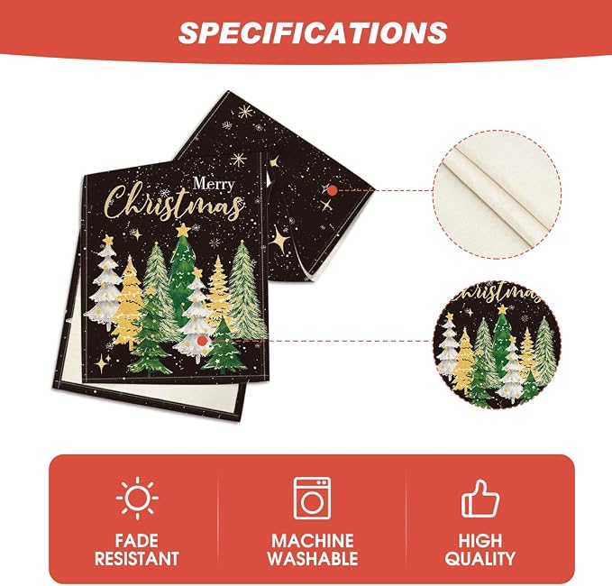 Artoid Mode Xmas Trees Black Merry Christmas Table Runner, Seasonal Winter - Image 6