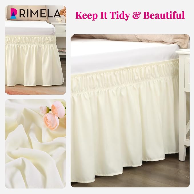 RIMELA Bed Skirt Queen Size 12 Inch Drop, Wrap Around Elastic Bedskirt Solid - Image 3