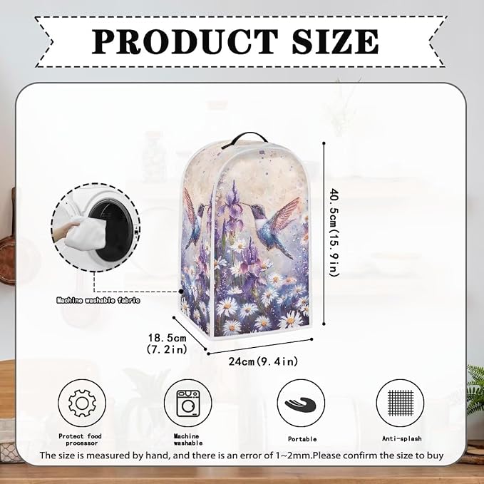 Talayituse Hummingbird Daisy Lavender Print Blender Dust Cover, Fingerprint - Image 6