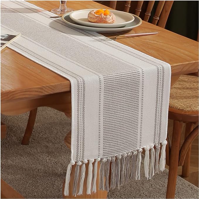 Caflife Boho Table Runner Natural Stripe by Caflife