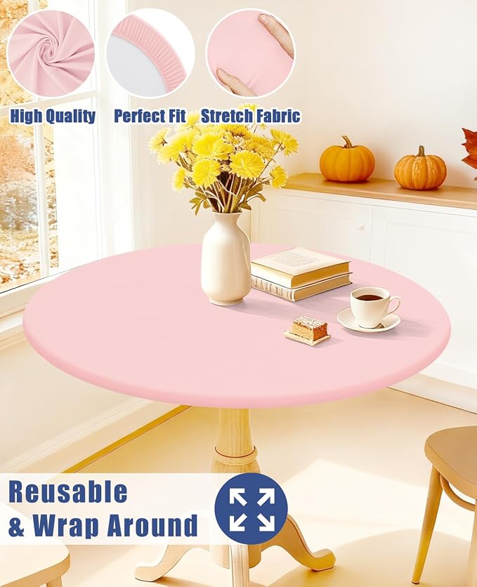 Round Spandex Tablecloth, Elastic Fitted Waterproof Tablecloths - Image 5