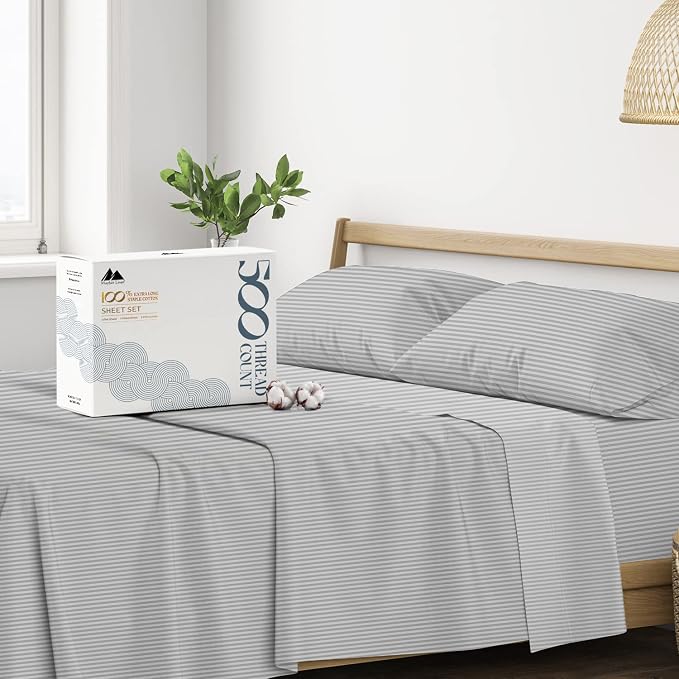 Mayfair Linen 100% Cotton Striped Sheets King Size Bed Set by MayfairLinen