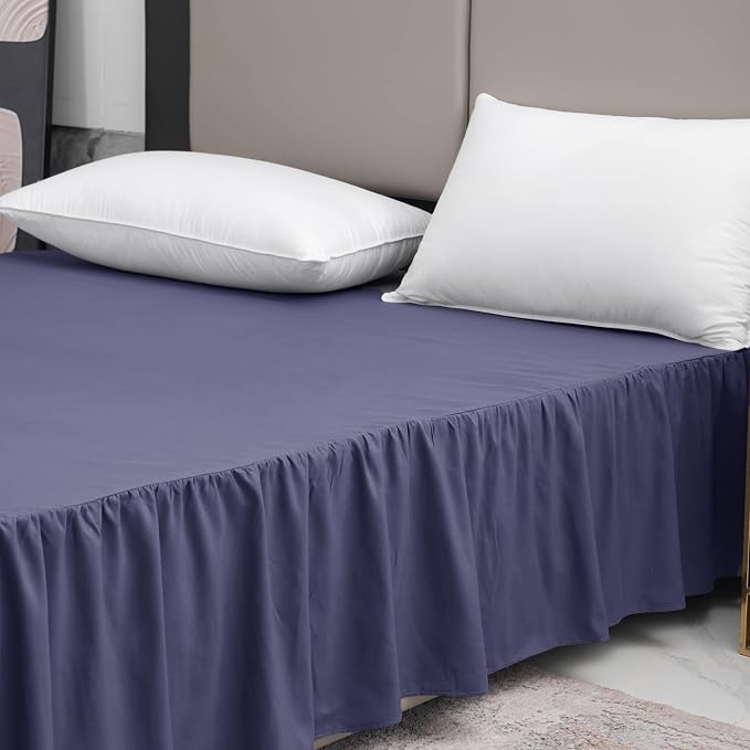 Navy Blue Bed Skirt Twin Size Ruffled Bed Skirt - Image 6