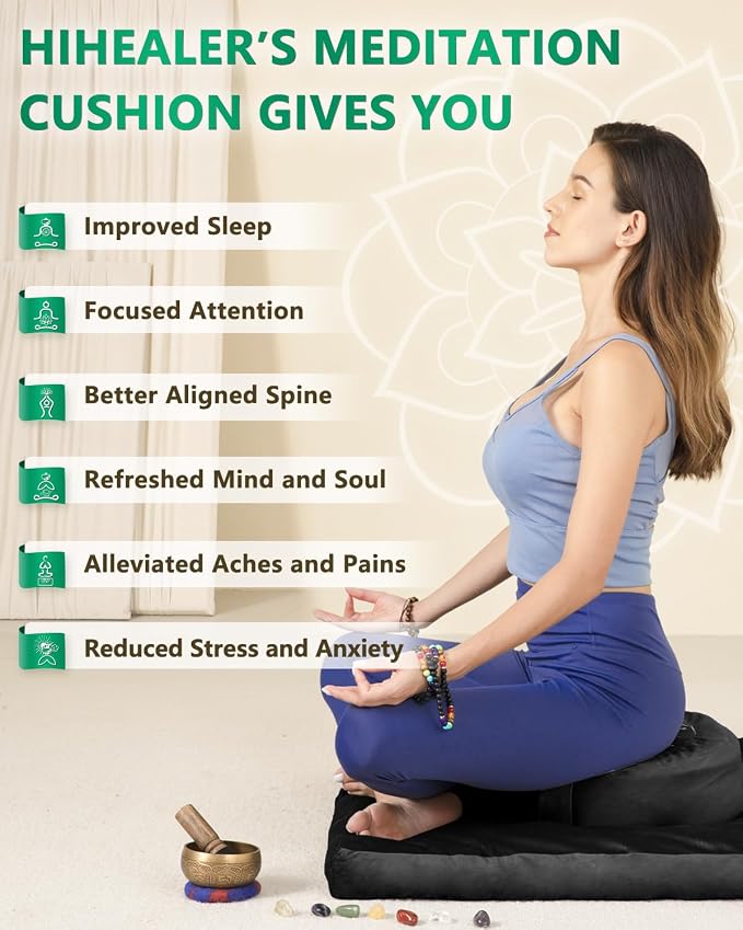 Hihealer Meditation Cushion Set Large Velvet Floor Pillow & Traditional Tibetan - Image 5