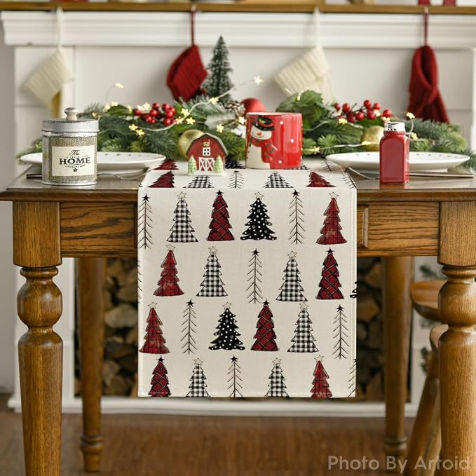 Artoid Mode Xmas Tree 2PCS Christmas Table Runner, Seasonal Winter Kitchen - Image 2