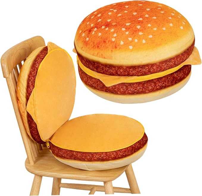 Round Chair Cushions 16x16x12 Inch Cute 3D Simulation Cheeseburger Comfortable - Image 3