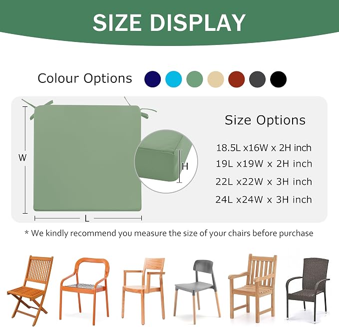 Outdoor Chair Cushions Set of 2: Waterproof & Fade Resistant Deep Seat Cushion - Image 6