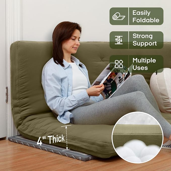 ZonLi Japanese Floor Futon Mattress Full Size 75"x 54", 100% Cotton Cover 4'' - Image 3