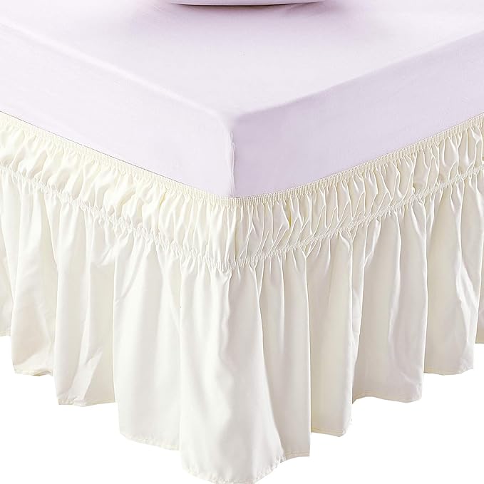 MEILA Wrap Around Bed Skirt Three Fabric Sides Elastic Dust Ruffled 14 Inch by MEILA