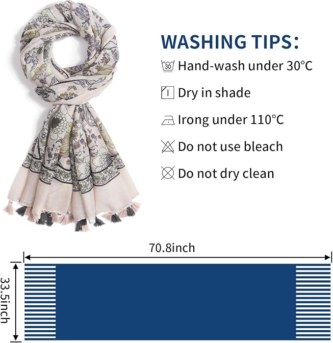 Scarf for Women Lightweight Soft Floral Leopard Printed Scarves Fall Winter - Image 3
