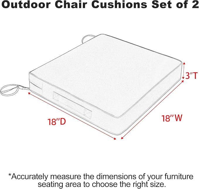 Favoyard Patio Chair Cushions 18 x 18 x 3 Inch Waterproof Outdoor Seat Cushions - Image 3