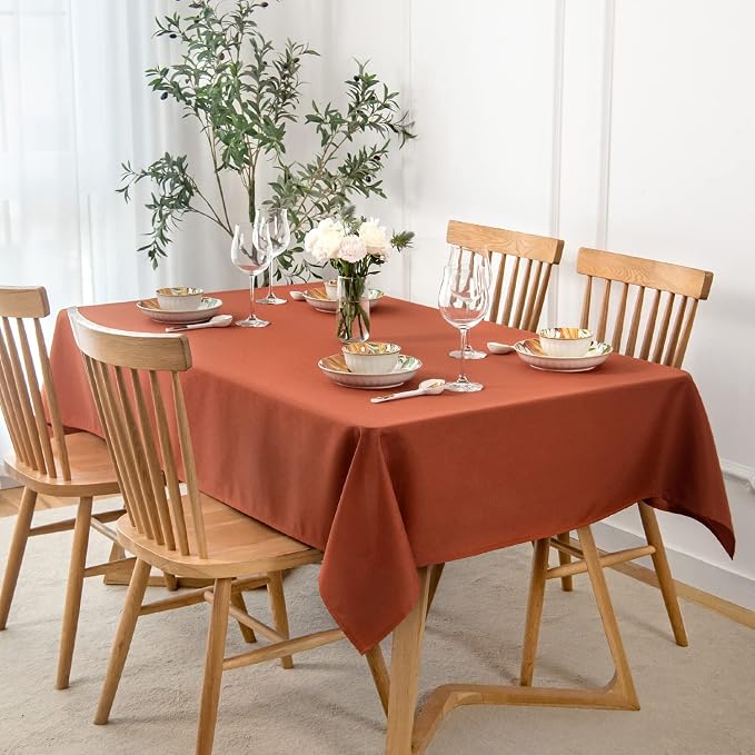 maxmill Rectangle Slubby Textured Tablecloth Waterproof Spillproof Wrinkle Free by maxmill