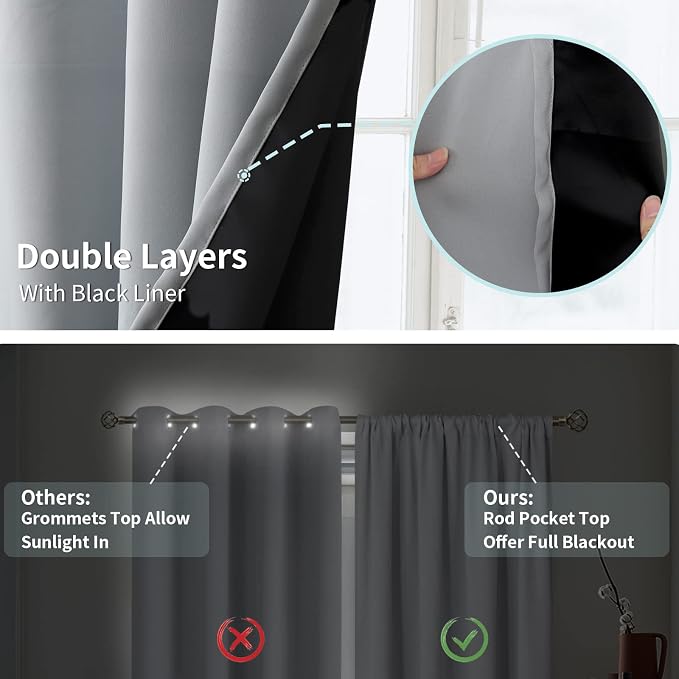 BGment Full Blackout Living Room Curtains, Extra Long Thermal Insulated 100% - Image 7