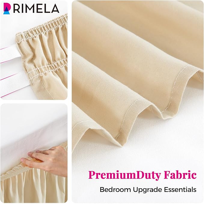 RIMELA Oatmeal Bed Skirt King Size 15 Inch Drop, Elastic Bed Skirting - Image 9