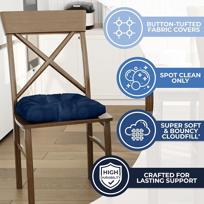 Klear Vu Gripper Overstuffed Universal Non-Slip Dining Chair Cushions - Image 2
