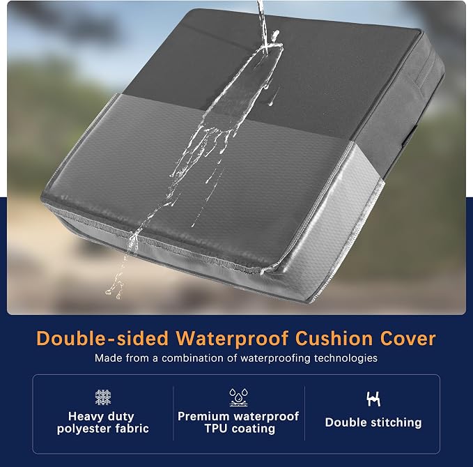Favoyard Outdoor Seat Cushion Set 19 x 19 Inch Waterproof & Fade Resistant - Image 4