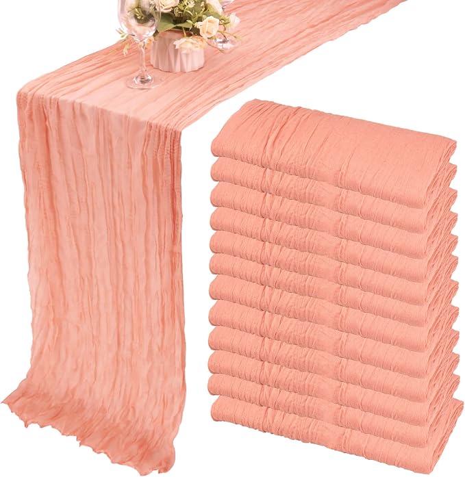 12 Pack Cheesecloth Table Runner 35x72 Inch Boho Gauze Table Runner Rustic by Fivenl