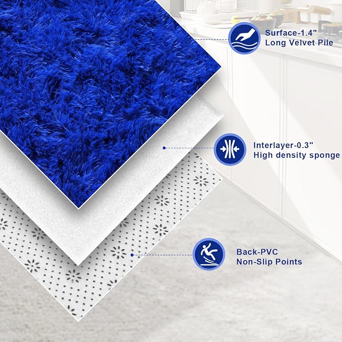 Extra Large 10x14ft Fuzzy Rug Blue Fluffy Rug - Image 7