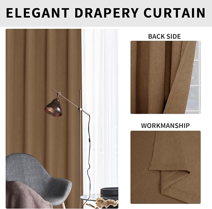 Easy-Going Linen Look Blackout Curtain Grommet Window Curtain Drapes - Image 5