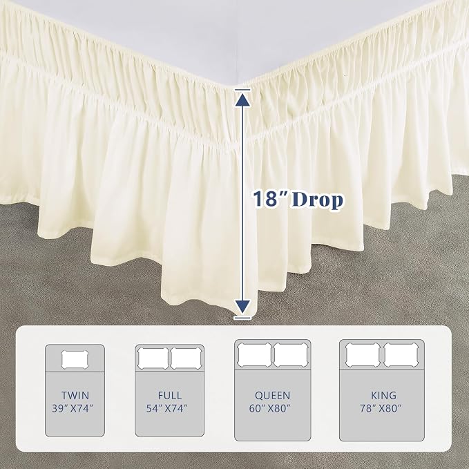 King Bed Skirt, Elastic Wrap Around Bed Skirt King Size, Bed Skirts - Image 2