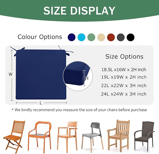 Outdoor Chair Cushions Set of 2: Waterproof & Fade Resistant Deep Seat Cushion - Image 6