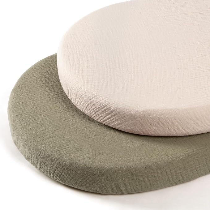 lulumoon Baby Muslin Bassinet Sheets: Cotton Bassinet Sheets Neutral by Lulumoon