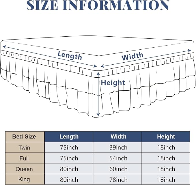 Queen Bed Skirt, Double-Layered Ruffled Eyelet Bed Skirt, Wrap-Around Elastic - Image 2