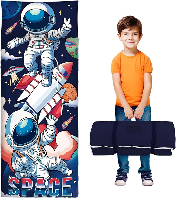 Toddler Nap Mat Kids Sleeping Bag 59‘’×24‘’, Soft Slumber Bag by Alldomess