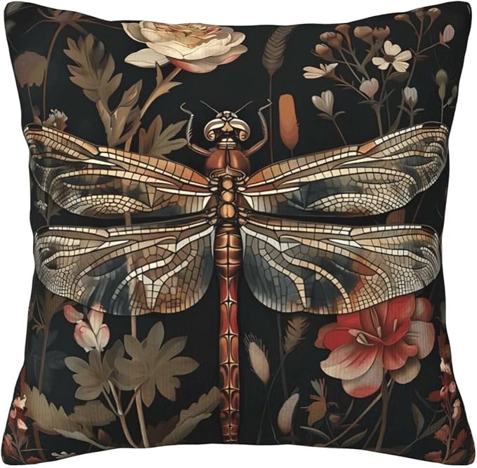 William Morris Abstract Vintage Floral Dragonfly Design 18x18 inches Throw by Unknown