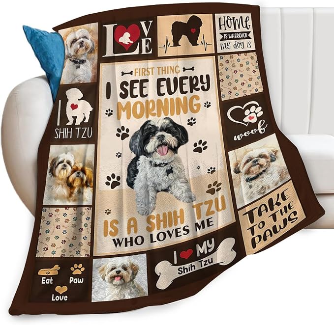 Shih Tzu Blanket Cute Dog Throw Blankets by feorafei