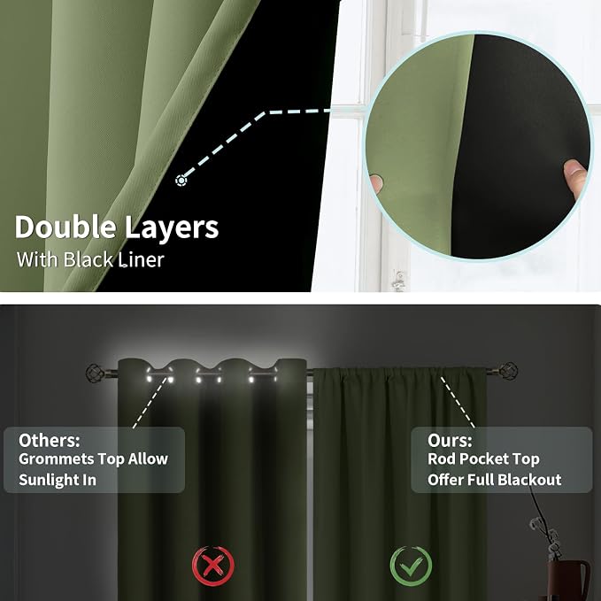 BGment Blackout Curtains for Bedroom, Full Room Darkening Thermal Insulated - Image 7