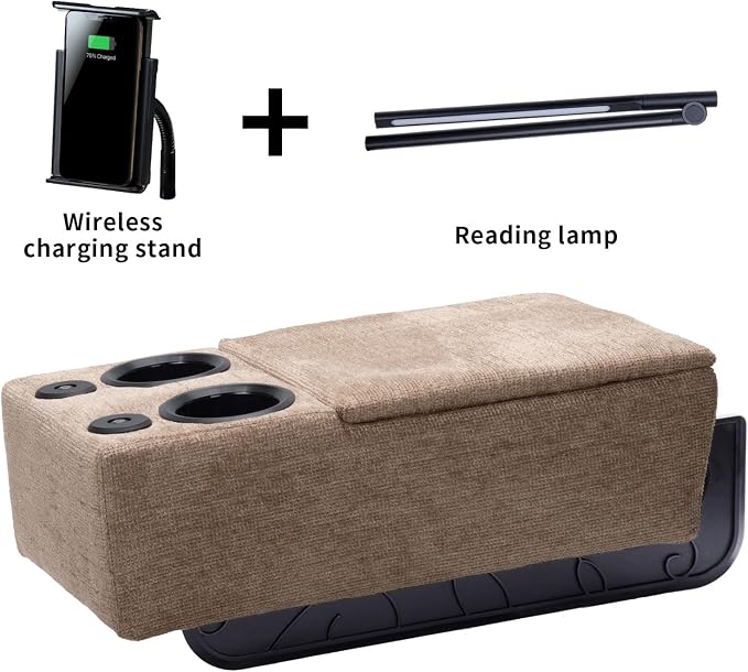 Removable Sofa Armrest with Cup Holder, PU Leather Multifunctional Couch Caddy - Image 3