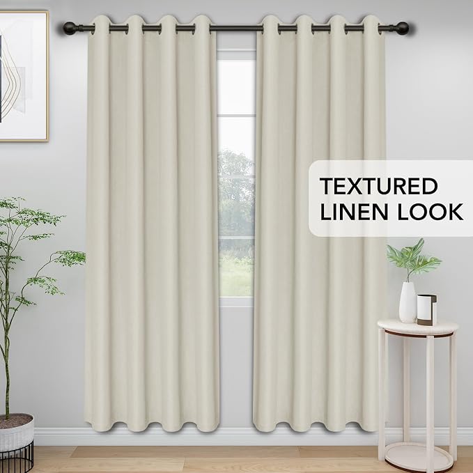 Easy-Going Linen Look Blackout Curtain 108 Inch Length Grommet Window Curtain - Image 2