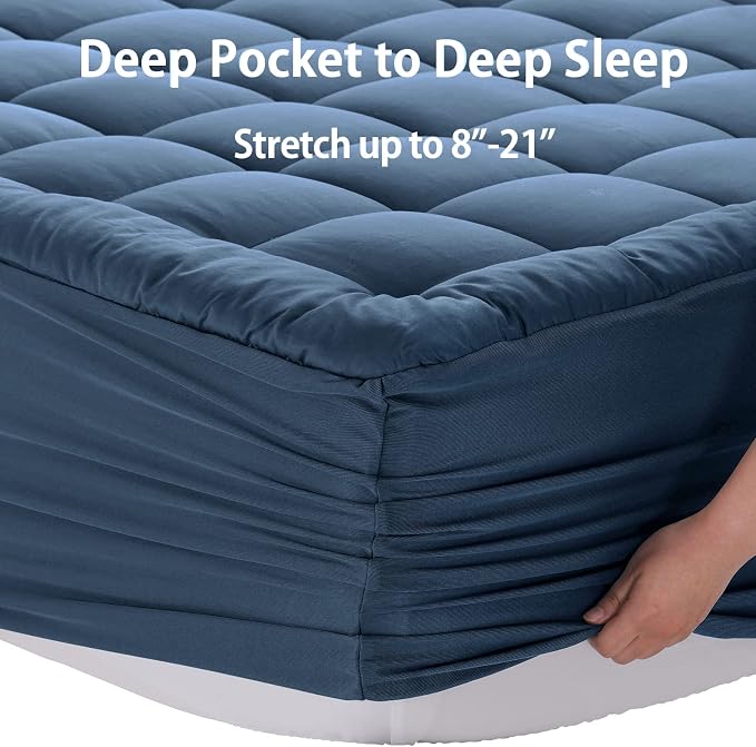 EASELAND Full Size Mattress Pad Pillow Top Mattress Cover Quilted Fitted - Image 5