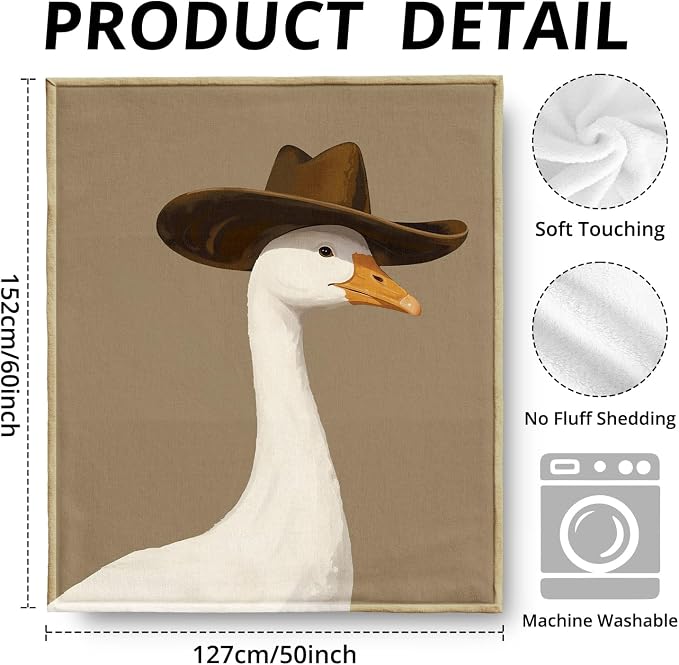 Cowboy Goose Western Blanket, Farm Animal Western Throw Blankets - Image 3