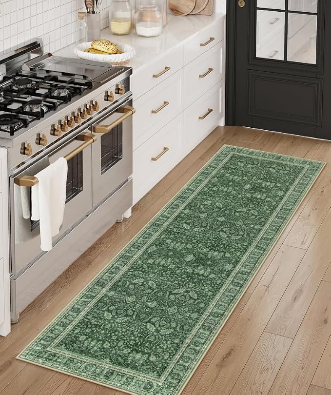 Lahome Vintage 2x6 Green Washable Kitchen Runner Rug, Soft Rug Runners - Image 5