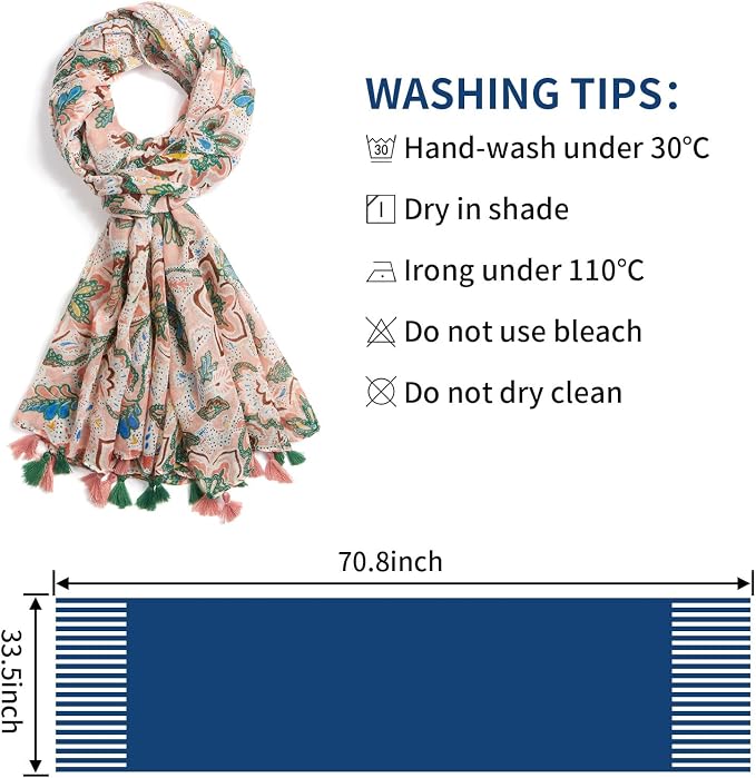 Scarf for Women Lightweight Soft Floral Leopard Printed Scarves Fall Winter - Image 3