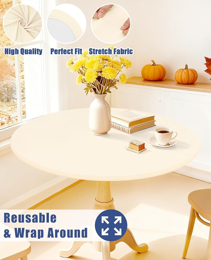 Round Spandex Tablecloth, Elastic Fitted Waterproof Tablecloths - Image 5