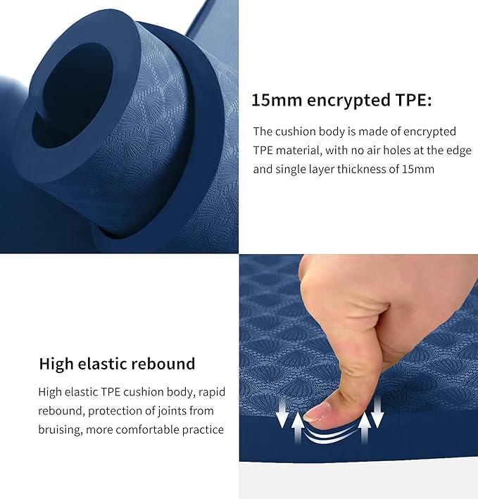 nuveti Large Exercise Mat - 15mm/20mm/30mm Thick Yoga Mat | Workout Mat - Image 5