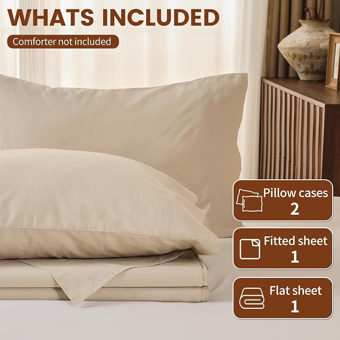100% Linen Sheets Queen Size, Breathable & Durable 4-Piece Bed Flax Sheet Set - Image 6