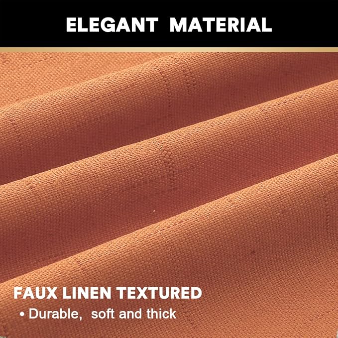 PrinceDeco Linen Texture Curtains 100% Blackout Curtains 64 inch Long 2 Panels - Image 4