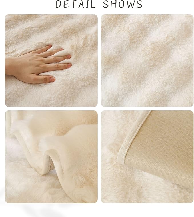 Faux Fur Armrest Cover Backrest Cover Fuzzy Plush Thick Bubble Sofa Cover - Image 6