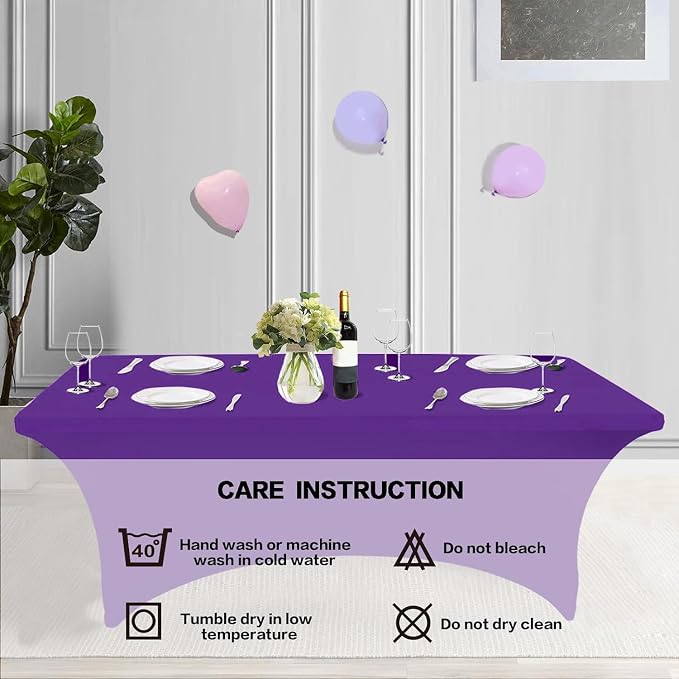 IVAPUPU 6FT Table Cloth for Rectangular Fitted Events Stretch Purple Washable - Image 5