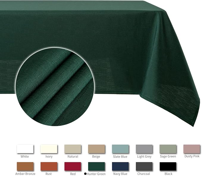 maxmill Faux Linen Textured Rectangle Tablecloth Water Resistant Wrinkle Free - Image 4
