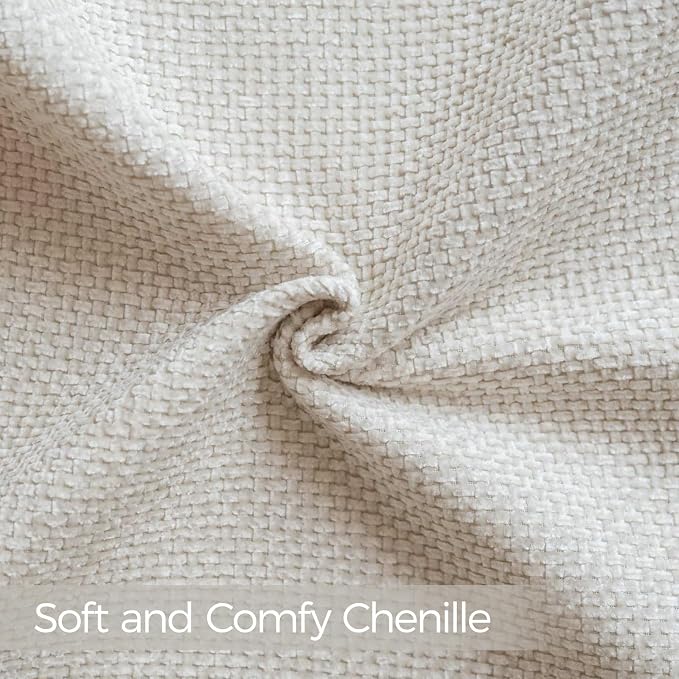 a moment Ivory Chenille Throw Pillow Covers 20x20 Inch Pack of 2 Modern - Image 6