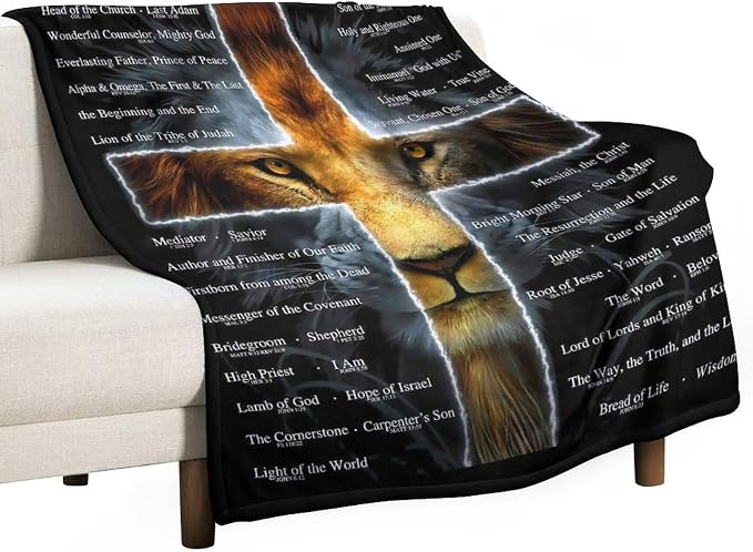 Christian Lion Blanket Scripture Jesus Throw Blanket Christian Gifts - Image 2