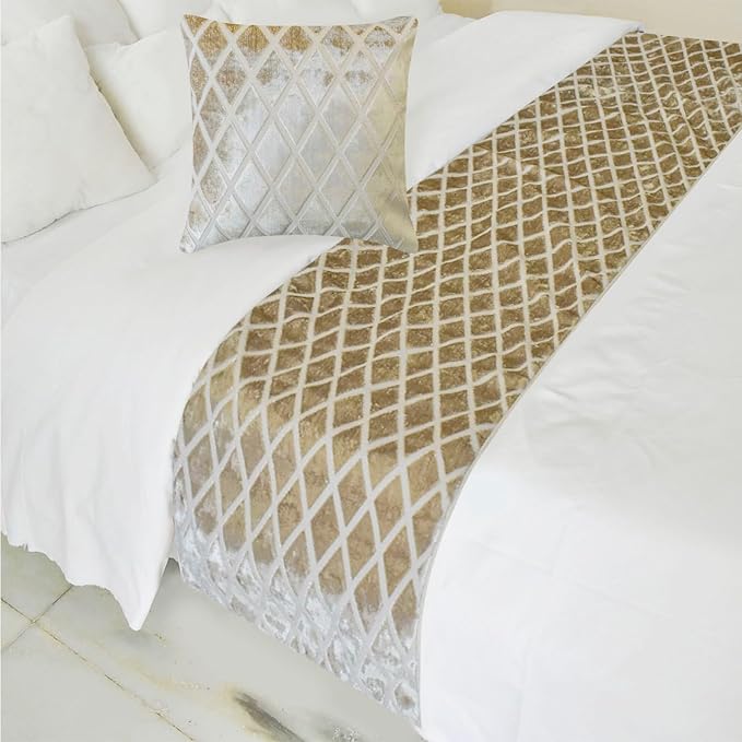 The HomeCentric King/Queen/Twin Ivory Decorative Bed Runner Queen 74"x18" Bed by TheHomeCentric